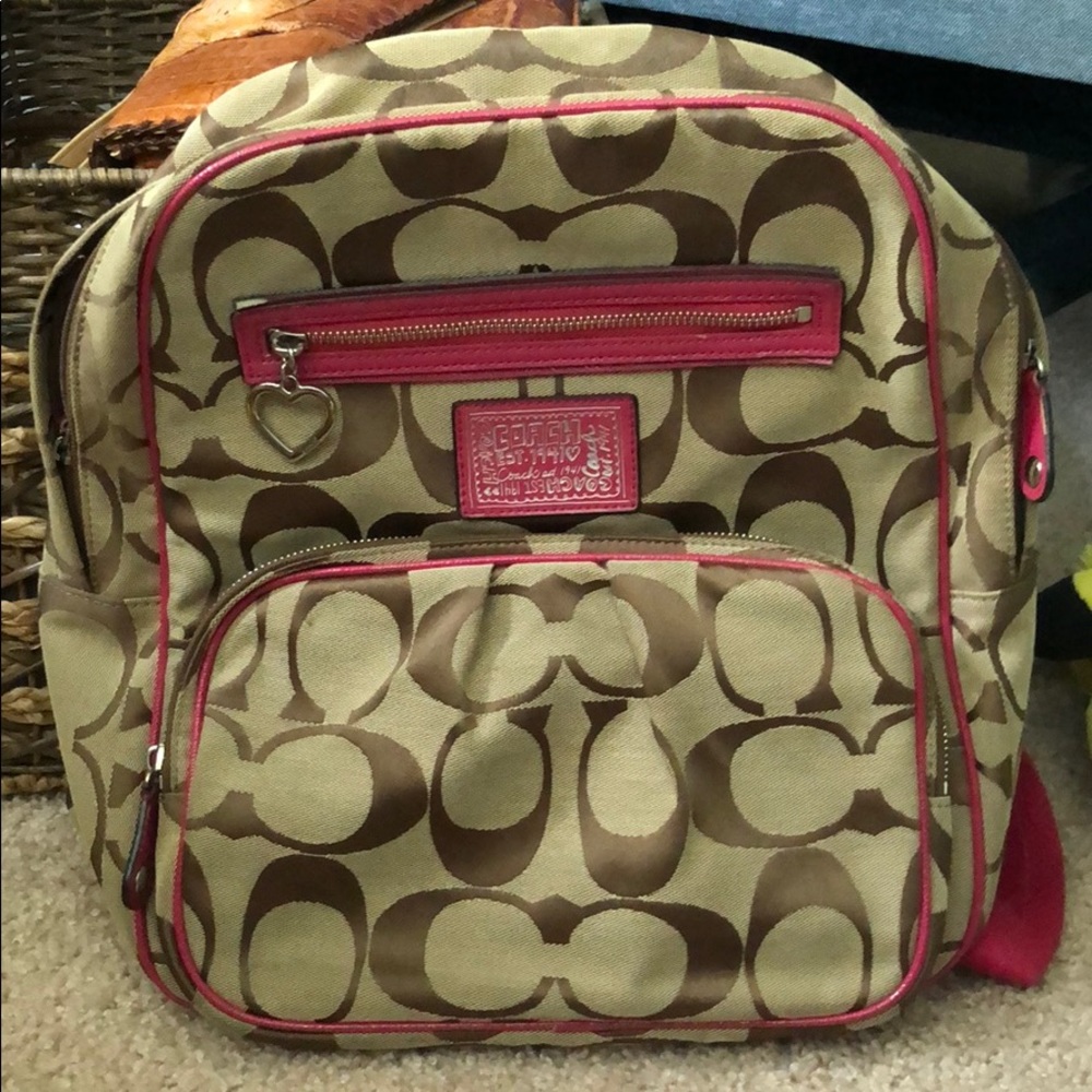 Coach Signature and Pink Backback